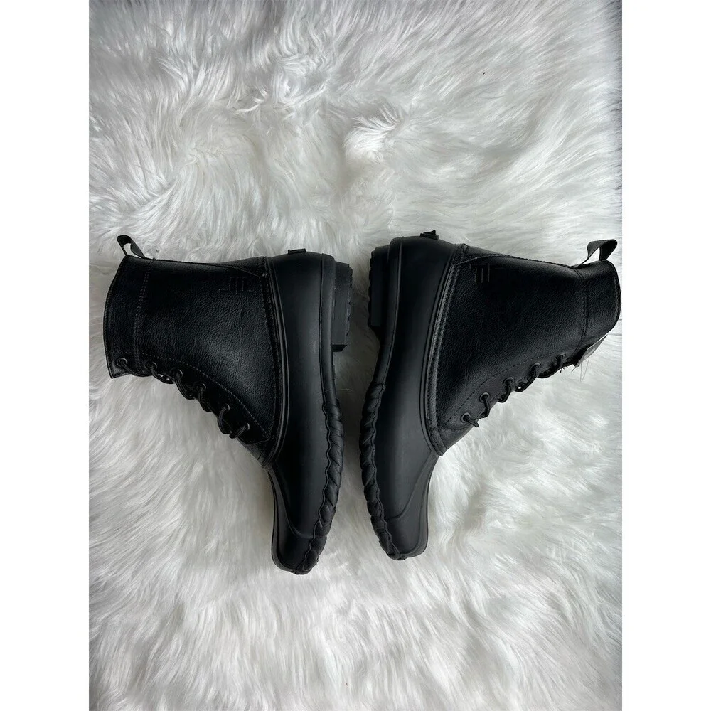 🆕 London Fog Collection Men's Seth Duck Boots Black Waterproof Lace-Up Size 13